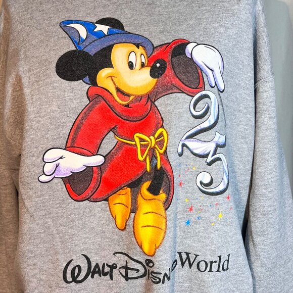 VTG Walt Disney World 25th Anniversary Mickey Mouse Crewneck Sweatshirt Medium - Picture 2 of 9